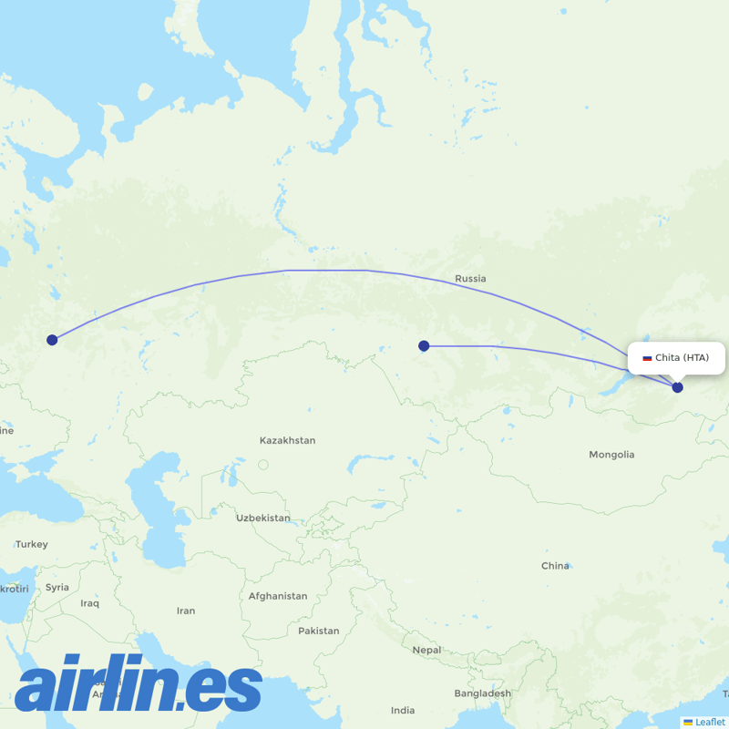 S7 Airlines from Kadala destination map