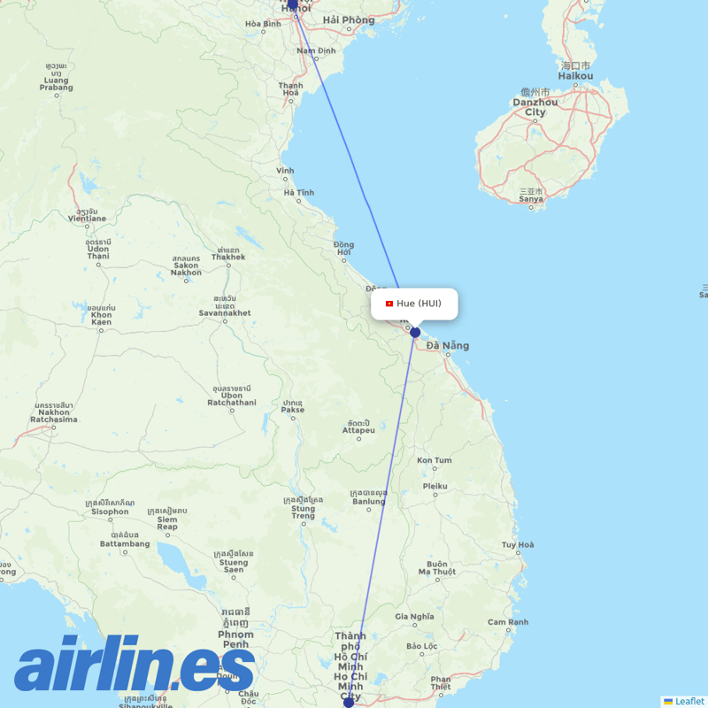 Bamboo Airways from Phu Bai destination map