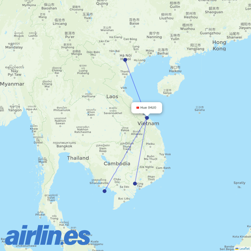 VietJet Air from Phu Bai destination map