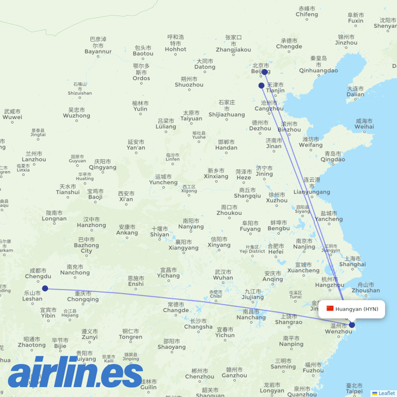 Air China from Luqiao Airport destination map