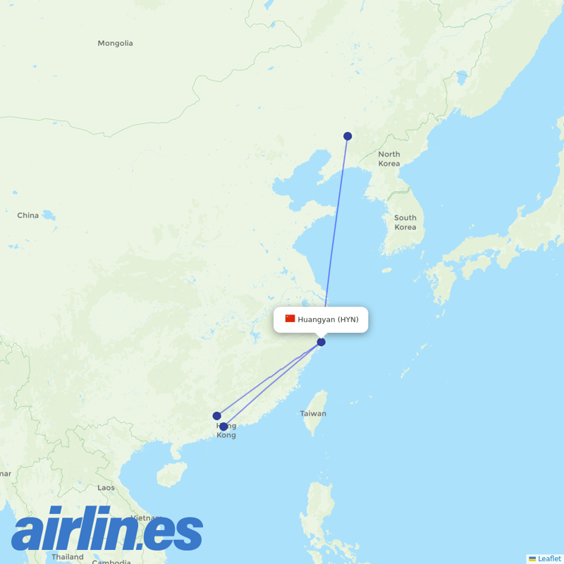Shenzhen Airlines from Luqiao Airport destination map
