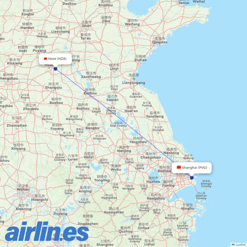 Spring Airlines from Heze Mudan Airport destination map