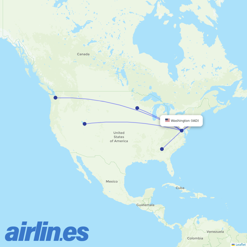 Delta Air Lines from Washington Dulles International destination map