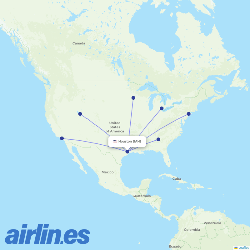 Delta Air Lines from George Bush Intcntl Houston destination map