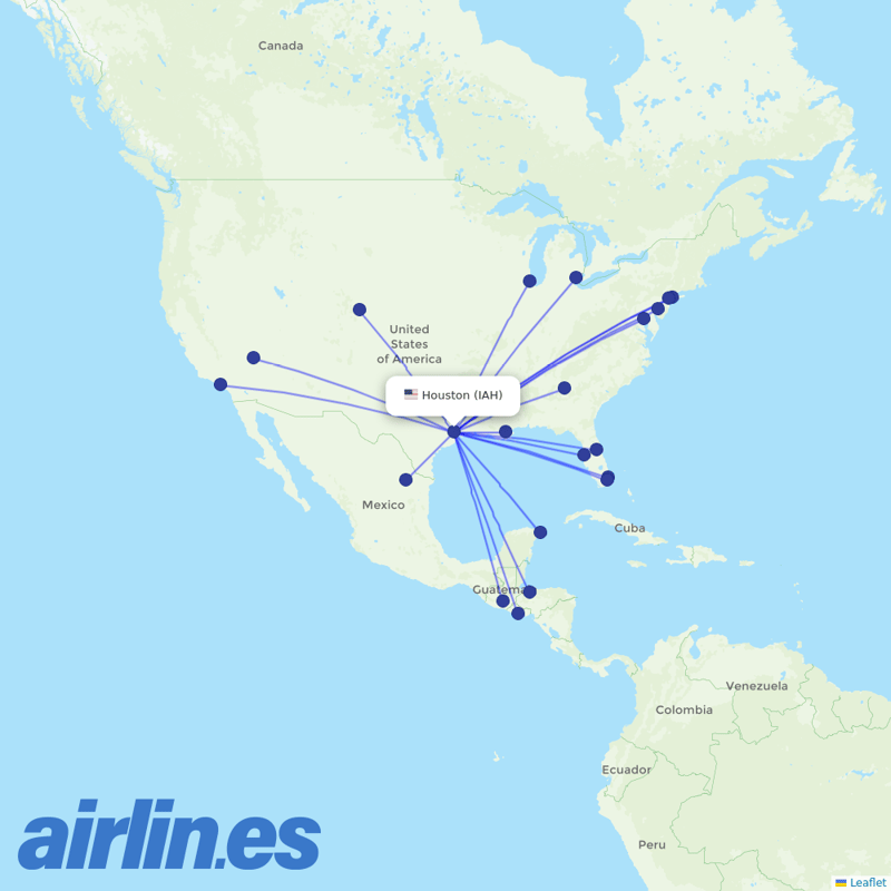 Spirit Airlines from George Bush Intcntl Houston destination map