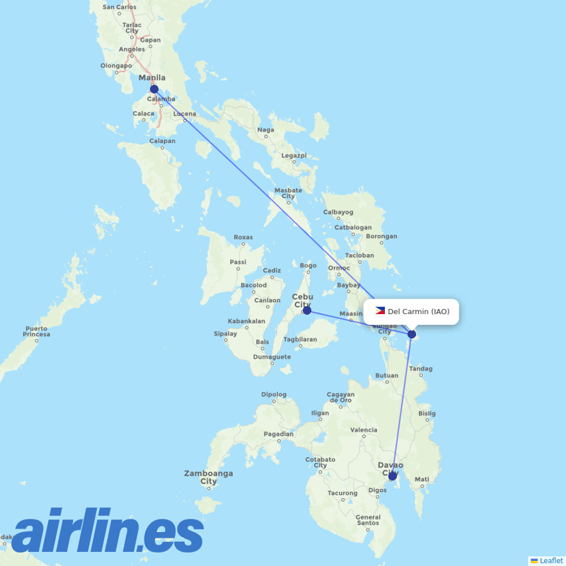 Philippine Airlines from Sayak Airport destination map