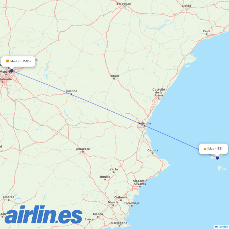 Iberia Express from Ibiza Airport destination map