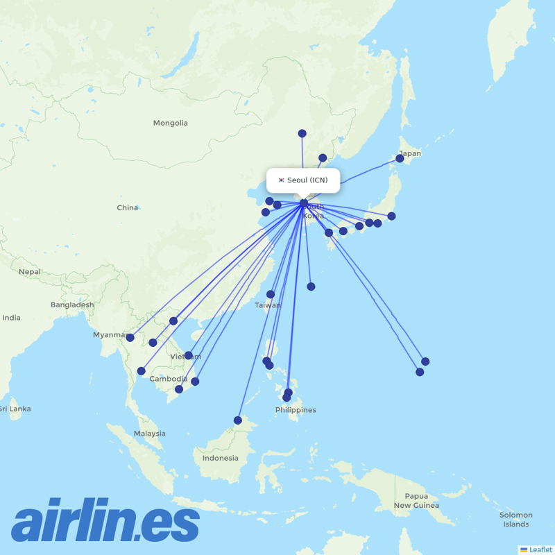 Jeju Air from Incheon Intl destination map