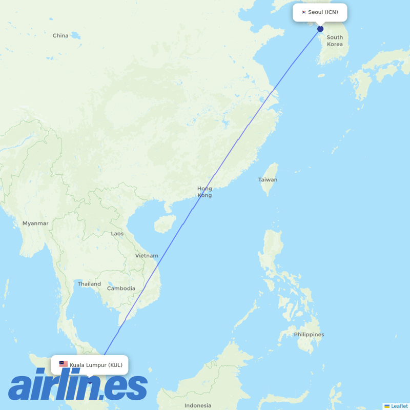 AirAsia X from Incheon Intl destination map