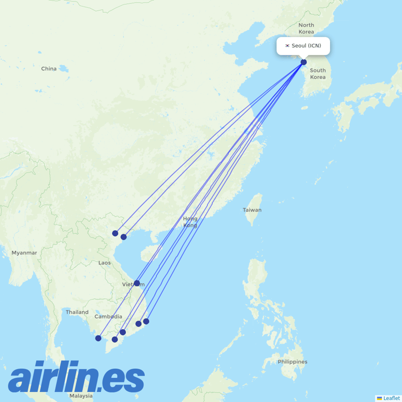 VietJet Air from Incheon Intl destination map