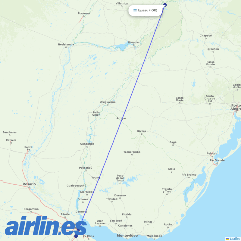 Felix Airways from Iguazu destination map