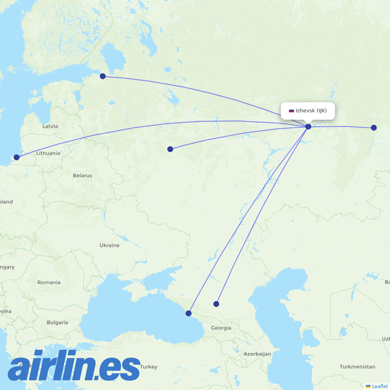 Izhavia (duplicate) from Izhevsk Airport destination map