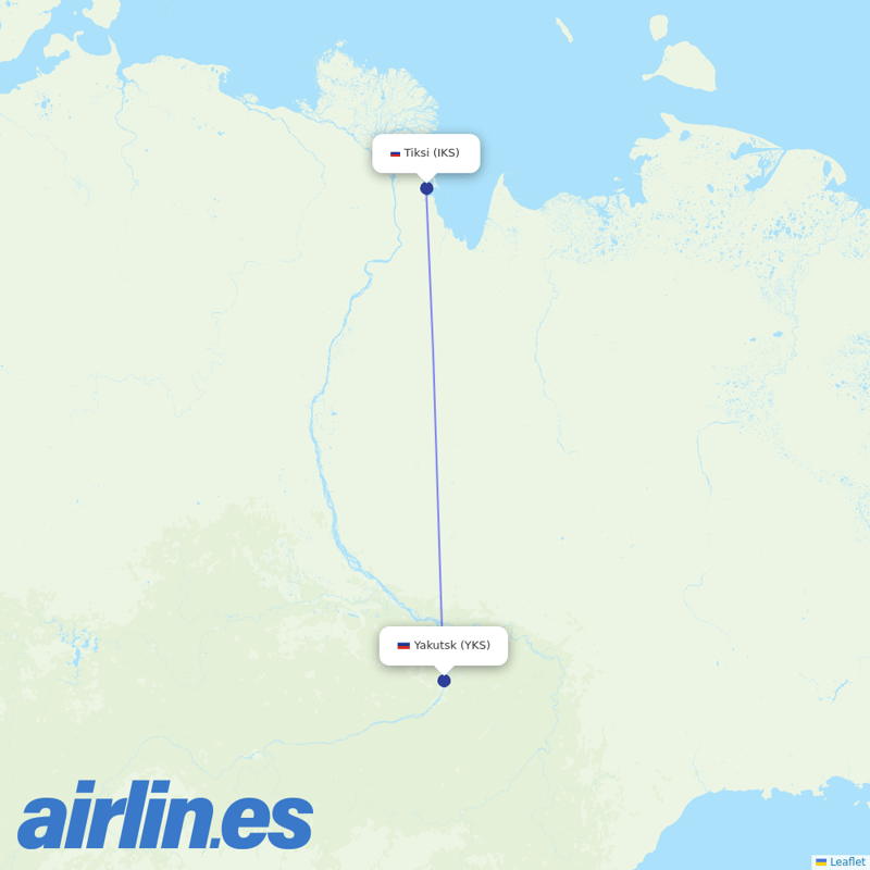 Polar Airlines from Tiksi Airport destination map