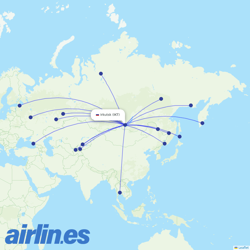 S7 Airlines from Irkutsk destination map