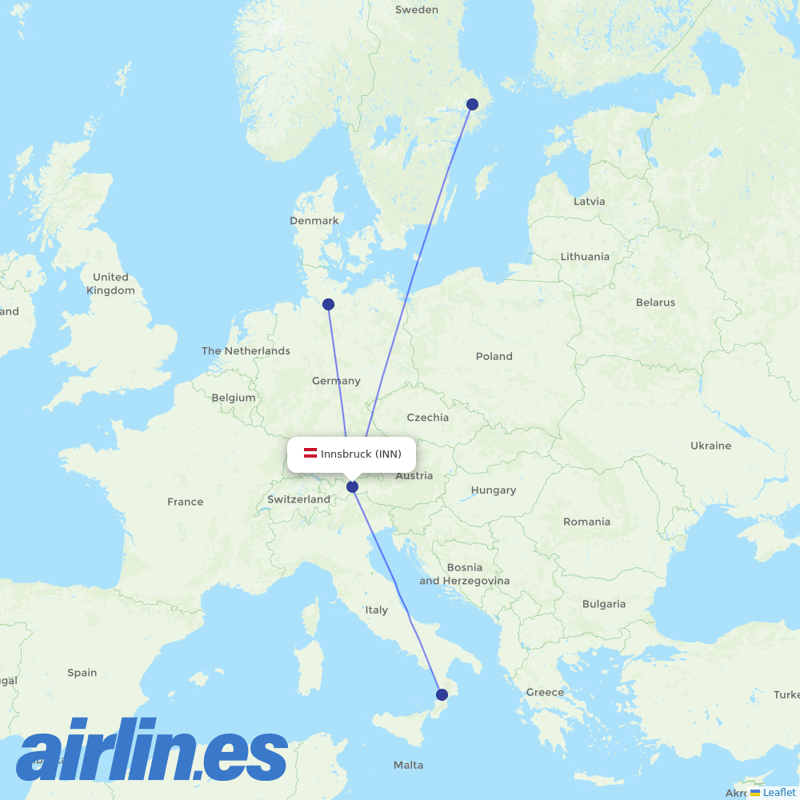 Eurowings from Innsbruck destination map