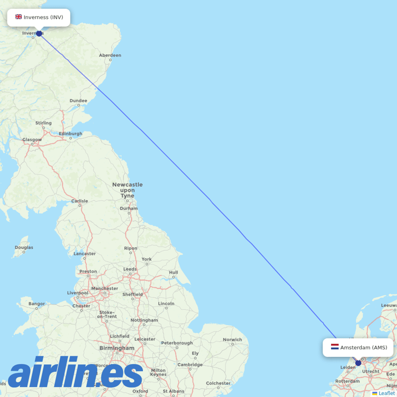 KLM from Inverness destination map