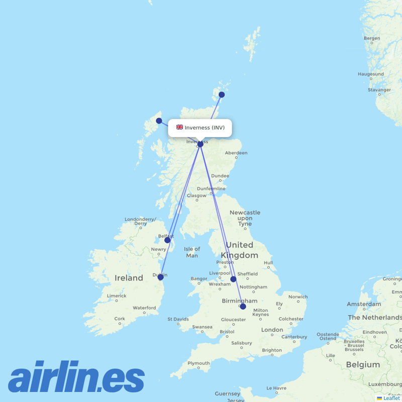 Loganair from Inverness destination map