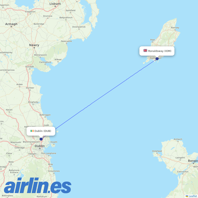Aer Lingus from Isle of Man destination map