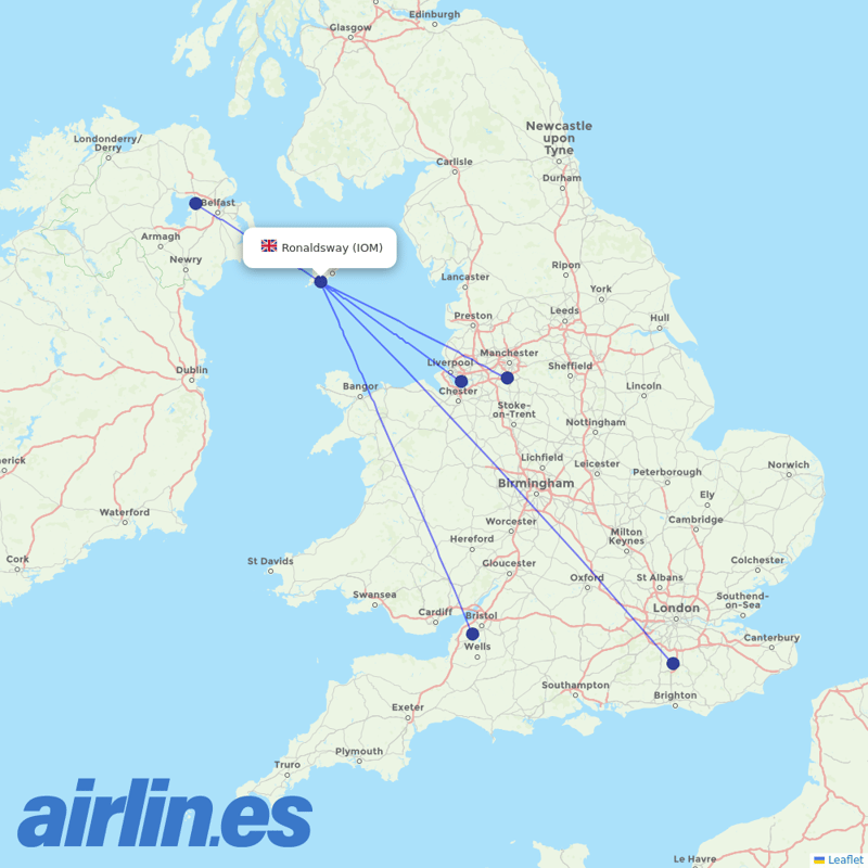 easyJet from Isle of Man destination map