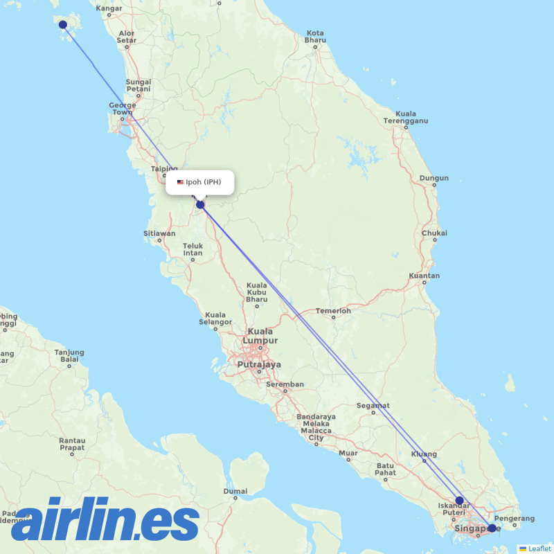 AirAsia from Sultan Azlan Shah destination map