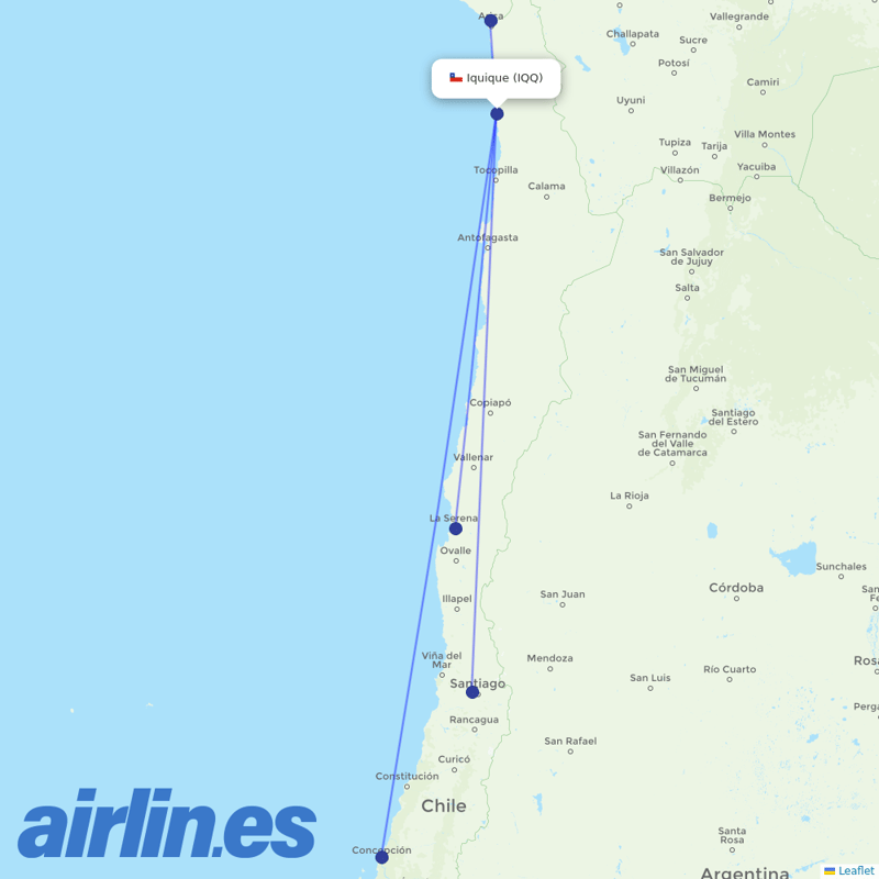 JetSMART from Diego Aracena International destination map