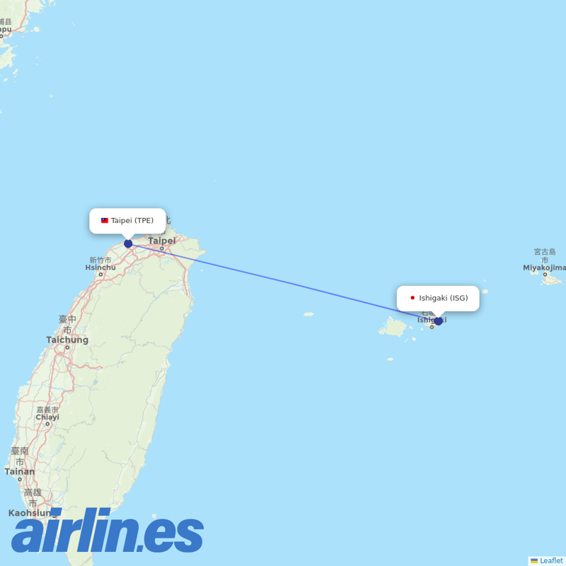 China Airlines from Ishigaki destination map