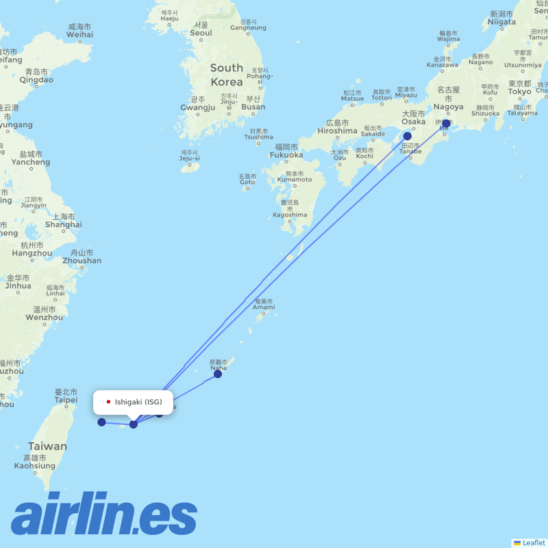 Japan Transocean Air from Ishigaki destination map