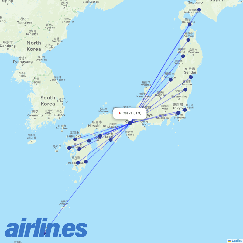 ANA from Osaka destination map