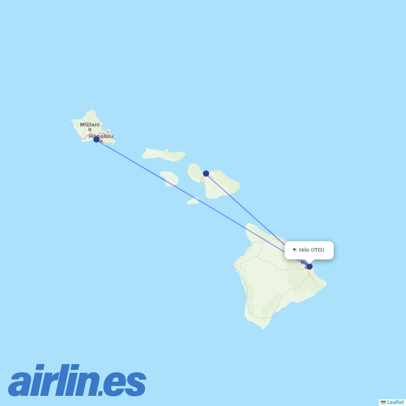 Hawaiian Airlines from Hilo International destination map