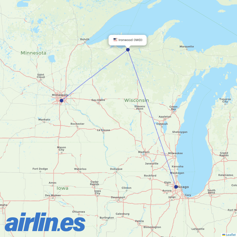 Key Lime Air from Gogebic Iron County Airport destination map
