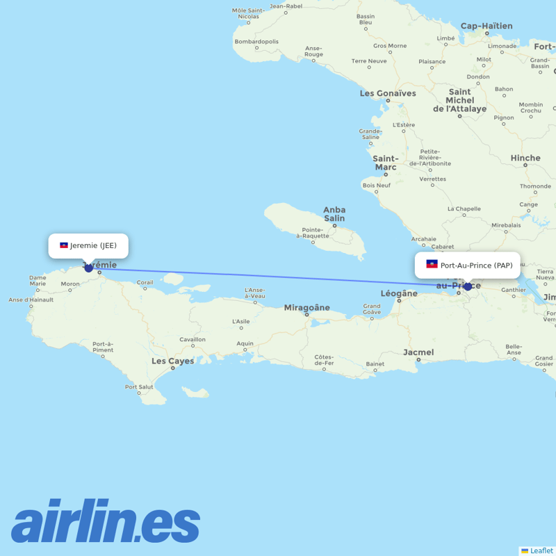 Sunrise Airways from Jeremie Airport destination map