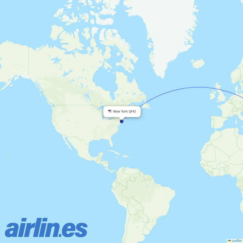 Etihad Airways from John F Kennedy International destination map
