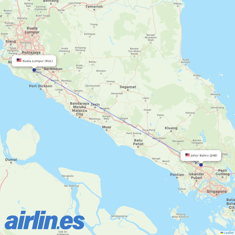 Malaysia Airlines from Sultan Ismail destination map