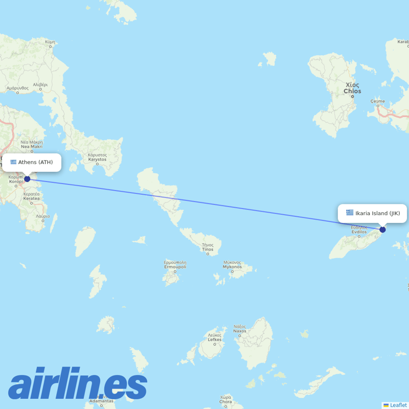 Sky Express from Ikaria Airport destination map