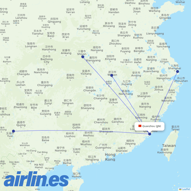 China Eastern Airlines from Quanzhou Airport destination map