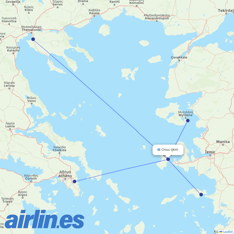 Sky Express from Chios destination map