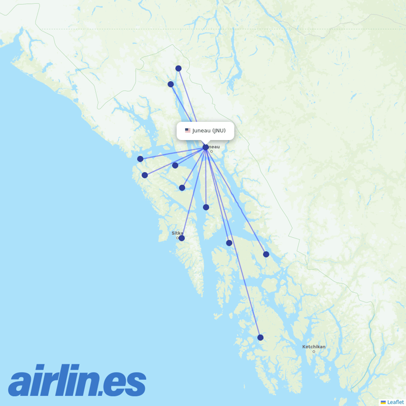Alaska Seaplanes from Juneau International destination map