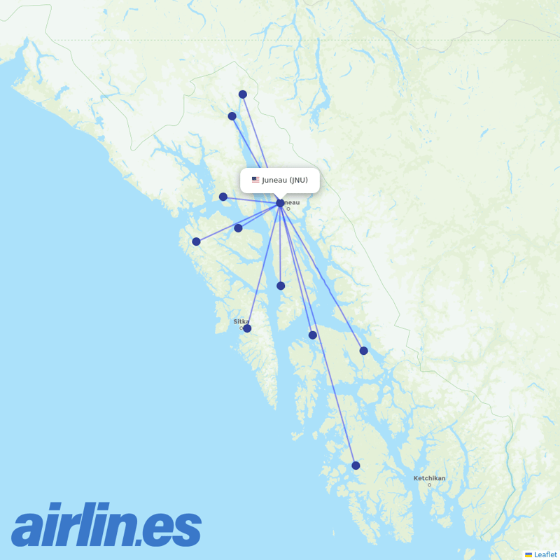 Air Excursions from Juneau International destination map