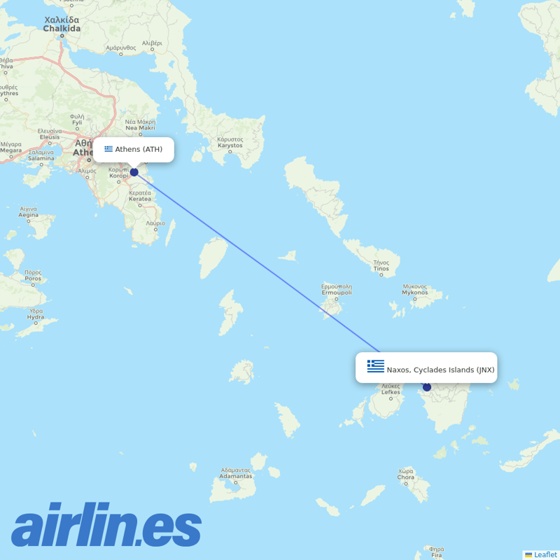 Olympic Air from Naxos Airport destination map
