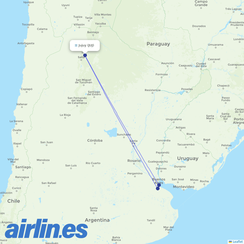 Felix Airways from Jujuy destination map