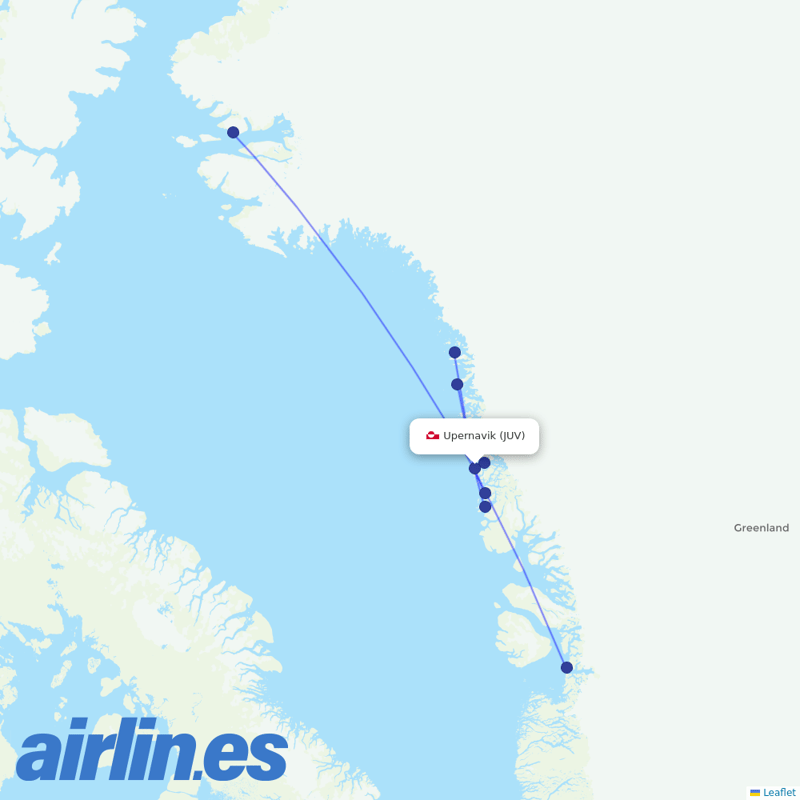 AirGlow Aviation Services from Upernavik Airport destination map