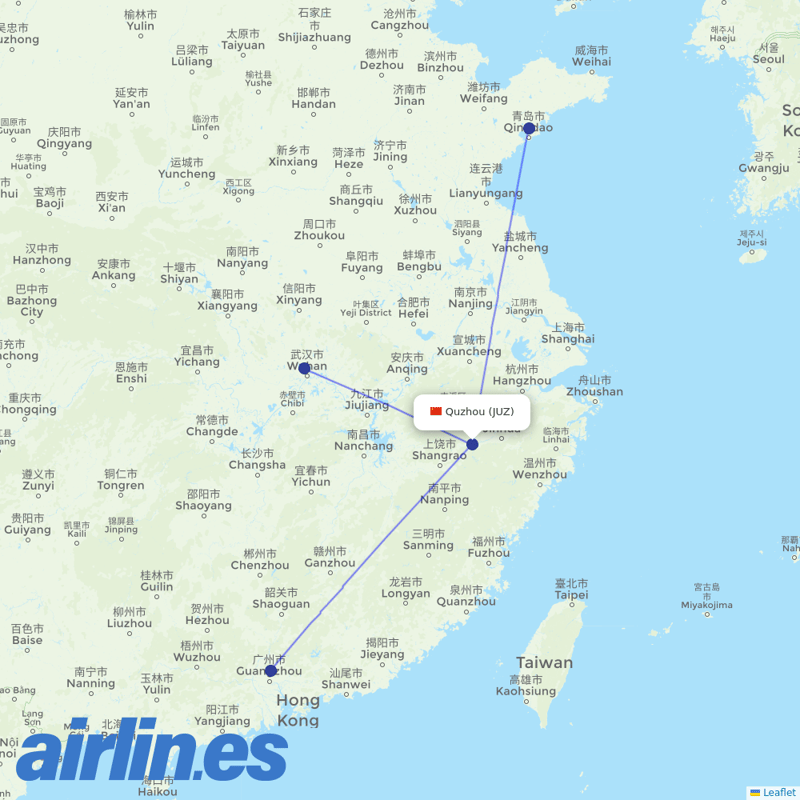 China Southern Airlines from Quzhou Airport destination map