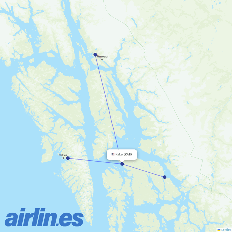 Alaska Seaplanes from Kake Sea Plane Base destination map