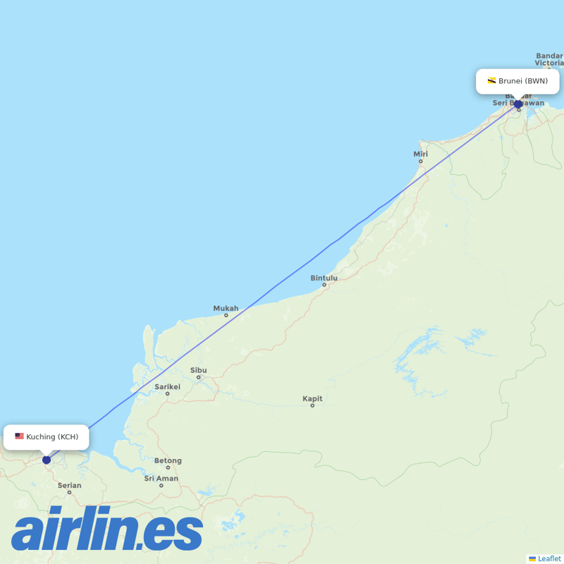 Royal Brunei Airlines from Kuching International destination map