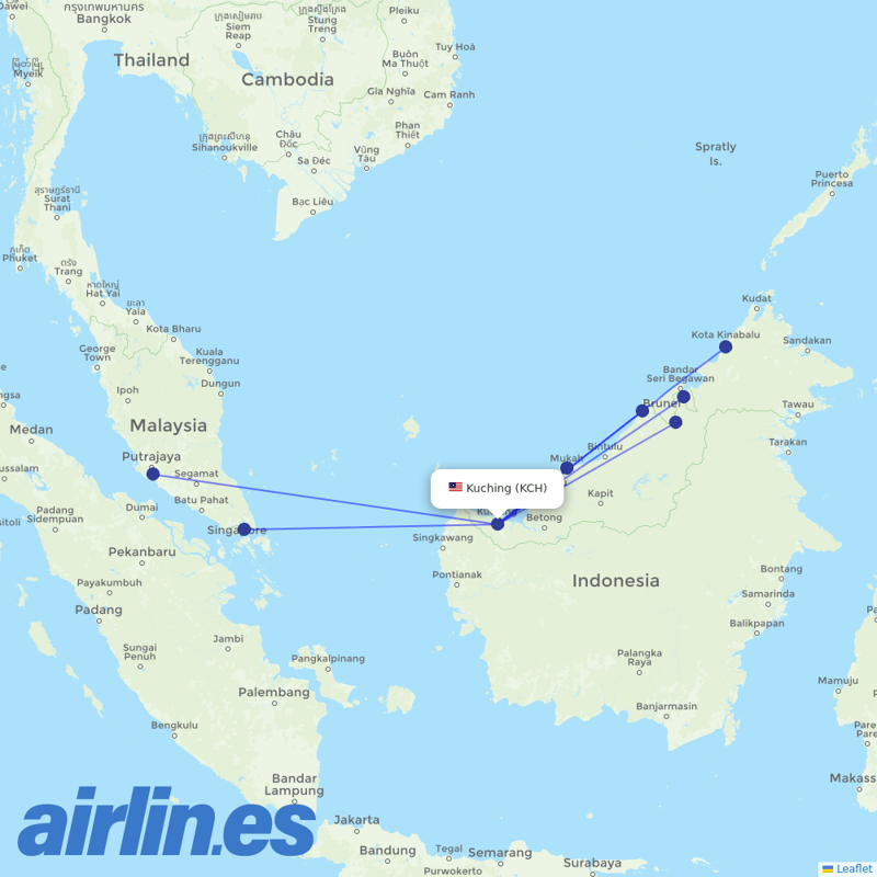 Malaysia Airlines from Kuching International destination map