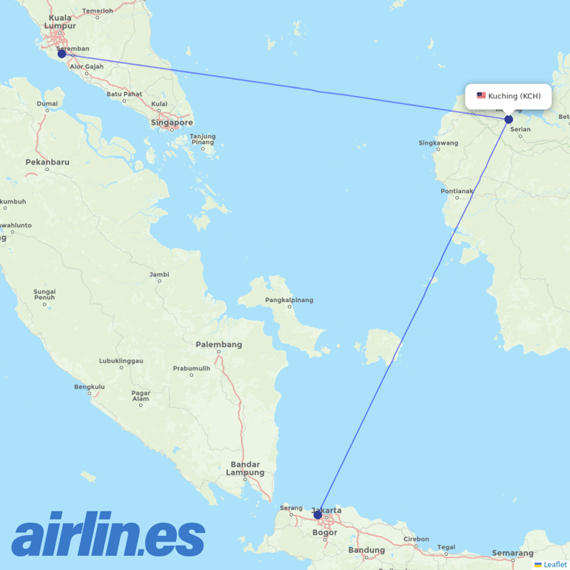 Batik Air Malaysia from Kuching International destination map