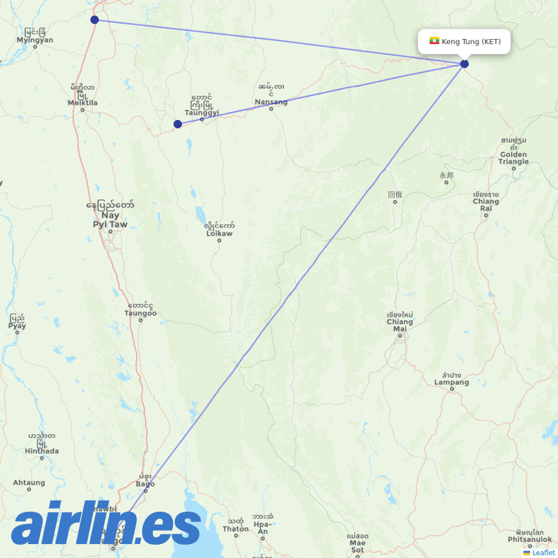 Air KBZ from Kengtung destination map