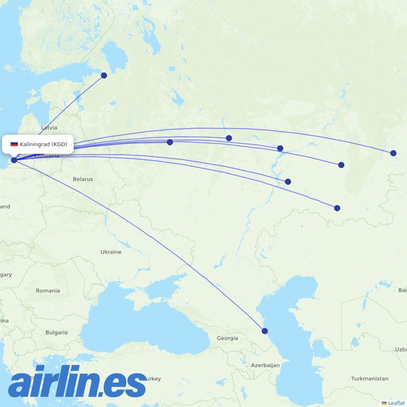 Nordwind Airlines from Khrabrovo destination map