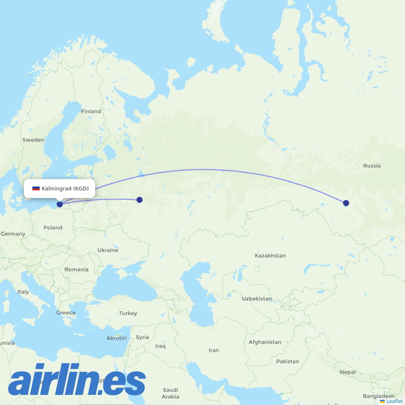 S7 Airlines from Khrabrovo destination map