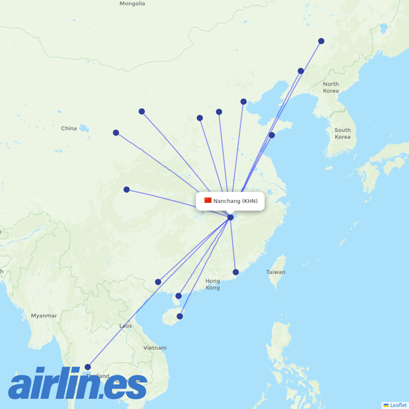 Spring Airlines from Nanchang Airport destination map